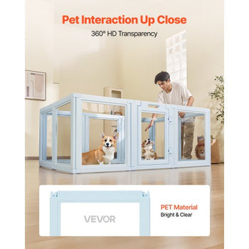 Dog Whelping Box, 76x49x30 in Plastic Dog Whelping Pen for Large Sized Dogs, Waterproof Puppy Playpen with Transparent Windows & Door Lock, Easy to Clean, Durable Indoor Pet Dogs Cats Birth Kit