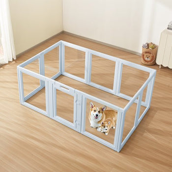 Dog Whelping Box, 76x49x30 in Plastic Dog Whelping Pen for Large Sized Dogs, Waterproof Puppy Playpen with Transparent Windows & Door Lock, Easy to Clean, Durable Indoor Pet Dogs Cats Birth Kit