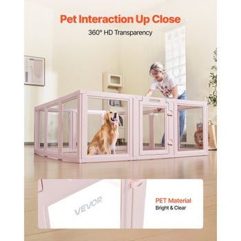 Dog Whelping Box, 60x59x23 in Transparent Plastic Dog Whelping Pen for X-Large Sized Dogs, Waterproof Puppy Playpen with Windows & Door Lock, Easy to Clean, Durable Indoor Pet Dogs Cats Birth Kit