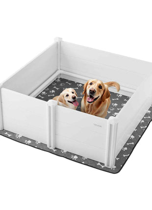 Dogs Whelping Box, 48 x 48 x 18.1 inch, Plastic PVC Puppies Playpen with Height Adjustable Door and Washable Pee Pad, Anti-Deformation Indoor Puppy Play Pen for Large Breed Dogs, Milk White