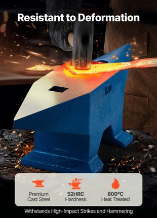 Single Horn Anvil 132Lbs Cast Steel Anvil Blacksmith for Sale Forge Steel Tools with Round and Square Hole and Equipment Anvil Rugged Blacksmith Jewelers Durable and Robust Metal Working Tool