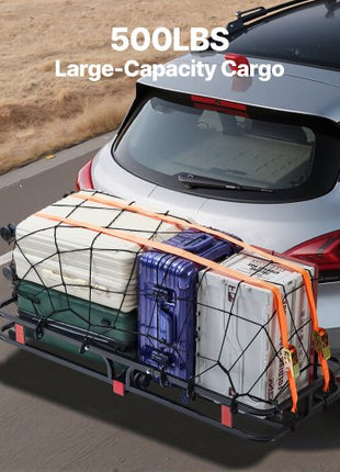 53" x 19" x 5", Hitch Cargo Carrier, 500 lbs Capacity Hitch Cargo Carrier with Hitch Stabilizer & Ratchet Straps, Hitch Mount Cargo Carrier with Cargo Net with Hook, Fit for SUVs