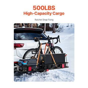 70" x 30" x 6", Hitch Cargo Carrier, 500 lbs Capacity Hitch Cargo Carrier with Nighttime Reflective Reminder, Folding Hitch Mount Cargo Carrier with Hitch Lock for 2" Receiver, Fit for SUVs