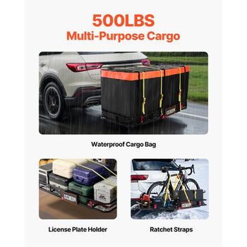 70" x 30" x 6", Hitch Cargo Carrier, 500 lbs Capacity Hitch Cargo Carrier with Ratchet Straps & Cargo Bag, Folding Hitch Mount Cargo Carrier with Hitch Lock for 2" Receiver, Fit for SUVs