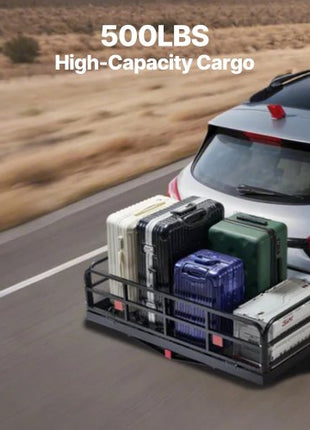 60" x 24" x 14", Hitch Cargo Carrier, 500 lbs Capacity Hitch Cargo Carrier with Anti-Rattle Hitch Stabilizer, Folding Hitch Mount Cargo Carrier with Pins and Latches, Fit for SUVs/Pickup Trucks