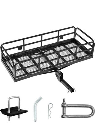 60" x 24" x 14", Hitch Cargo Carrier, 500 lbs Capacity Hitch Cargo Carrier with Anti-Rattle Hitch Stabilizer, Folding Hitch Mount Cargo Carrier with Pins and Latches, Fit for SUVs/Pickup Trucks