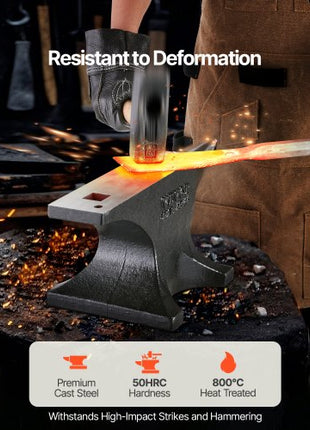 Single Horn Anvil, 55lbs Cast Steel Anvil, High Hardness Rugged Round Horn Anvil for Blacksmiths, with Large Countertop and Stable Base, Metal Working Tool for Metal Bending, Shaping, Twisting