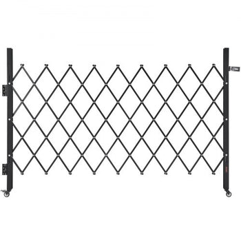 Single Folding Security Gate, Lockable Scissor Gate with 360° Swivel Casters, Outdoor Barricade Steel Retractable Gates, for Entry Security, Garage, Warehouse & Pool, 74.80 x 51.57 in (W x H)