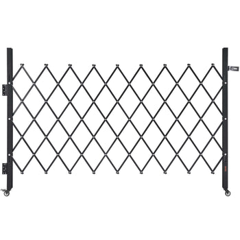 Single Folding Security Gate, Lockable Scissor Gate with 360° Swivel Casters, Outdoor Barricade Steel Retractable Gates, for Entry Security, Garage, Warehouse & Pool, 74.80 x 51.57 in (W x H)