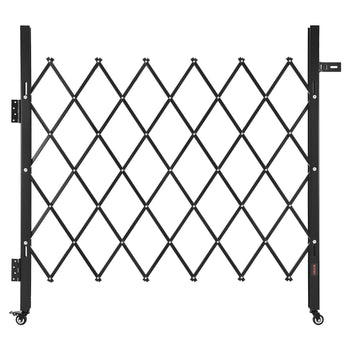 Single Folding Security Gate, Lockable Scissor Gate with 360° Swivel Casters, Outdoor Barricade Steel Retractable Gates, for Entry Security, Garage, Warehouse & Pool, 43.31 x 51.57 in (W x H)