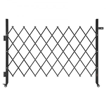Single Folding Security Gate, Lockable Scissor Gate with 360° Swivel Casters, Outdoor Barricade Steel Retractable Gates, for Entry Security, Garage, Warehouse & Pool, 66.93 x 51.57 in (W x H)