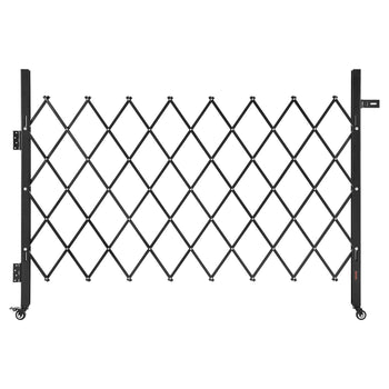 Single Folding Security Gate, Lockable Scissor Gate with 360° Swivel Casters, Outdoor Barricade Steel Retractable Gates, for Entry Security, Garage, Warehouse & Pool, 66.93 x 51.57 in (W x H)