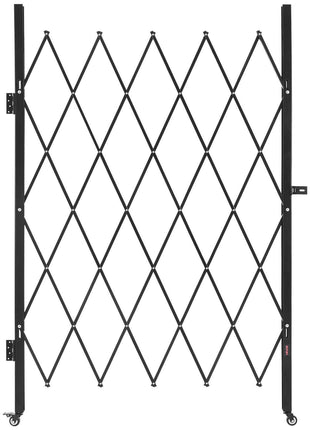 Single Folding Security Gate, Lockable Scissor Gate with 360° Swivel Casters, Outdoor Barricade Steel Retractable Gates, for Entry Security, Garage, Warehouse & Pool, 49.61 x 77.76 in (W x H)