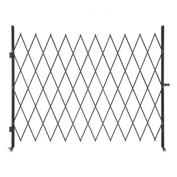Single Folding Security Gate, Lockable Scissor Gate with 360° Swivel Casters, Outdoor Barricade Steel Retractable Gates, for Entry Security, Garage, Warehouse & Pool, 94.49 x 86.81 in (W x H)