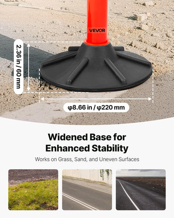 4 Pack Traffic Delineator Posts, 34 in Traffic Safety Cones with Weighted Base, Reflective Strips and Chain, Heavy Duty Delineator Posts for Construction Site, Parking Lot, Crowd Control, Red