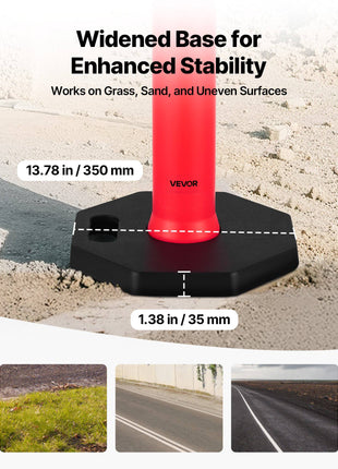 3 Pack Traffic Delineator Posts, 48 inches Traffic Safety Cones with Weighted Base and Reflective Strips, Heavy Duty Delineator Posts for Construction Site, Parking Lot, Crowd Control, Red