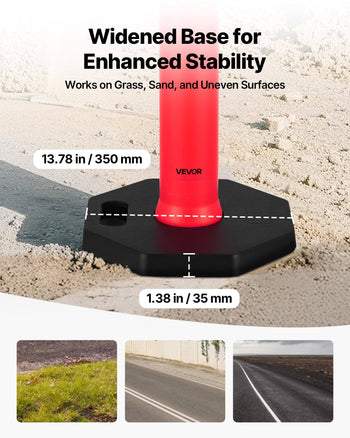 12 Pack Traffic Delineator Posts, 48 inches Traffic Safety Cones with Weighted Base and Reflective Strips, Heavy Duty Delineator Posts for Construction Site, Parking Lot, Crowd Control, Red