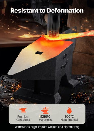 Cast Iron Anvil, 105 Lbs Single Horn Anvil with Large Countertop and Stable Base, High Hardness Rugged Round Horn Anvil Blacksmith, for Bending, Shaping