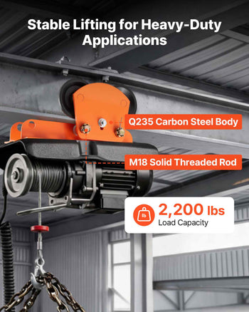 Electric Hoist Manual Trolley, 2200 lbs/1 Ton Load for PA600 PA700 PA800 PA900 PA1000, Push Beam Trolley with Dual Wheels, 2.68"-4.33" Adjustable Beam Flange Width for Straight & Curved I-Beam