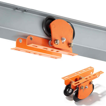 Electric Hoist Manual Trolley, 2200 lbs/1 Ton Load for PA600 PA700 PA800 PA900 PA1000, Push Beam Trolley with Dual Wheels, 2.68"-4.33" Adjustable Beam Flange Width for Straight & Curved I-Beam