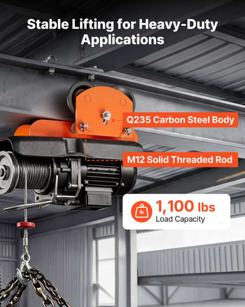 Electric Hoist Manual Trolley, 1100 lbs/0.5 Ton Load for PA200 PA250 PA300 PA400 PA500, Push Beam Trolley with Dual Wheels, 2.68"-4.33" Adjustable Beam Flange Width for Straight & Curved I-Beam