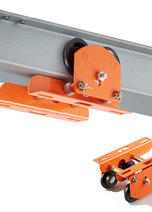Electric Hoist Manual Trolley, 1100 lbs/0.5 Ton Load for PA200 PA250 PA300 PA400 PA500, Push Beam Trolley with Dual Wheels, 2.68"-4.33" Adjustable Beam Flange Width for Straight & Curved I-Beam