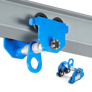 Manual Trolley, 4400 lbs/2 Ton Load Capacity, Push Beam Trolley with Dual Wheels, Adjustable for I-Beam Flange Width 2.4" to 7", Heavy Duty Carbon Steel Garage Hoist for Straight & Curved I Beam