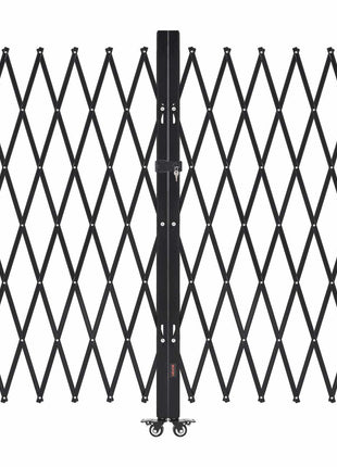 Double Folding Security Gate, Lockable Scissor Gate with 360° Swivel Casters, Outdoor Barricade Steel Retractable Gates, for Entry Security, Garage, Warehouse & Pool, 125.98 x 63.19 in (W x H)