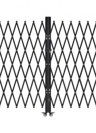 Double Folding Security Gate, Lockable Scissor Gate with 360° Swivel Casters, Outdoor Barricade Steel Retractable Gates, for Entry Security, Garage, Warehouse & Pool, 129.92 x 63.19 in (W x H)