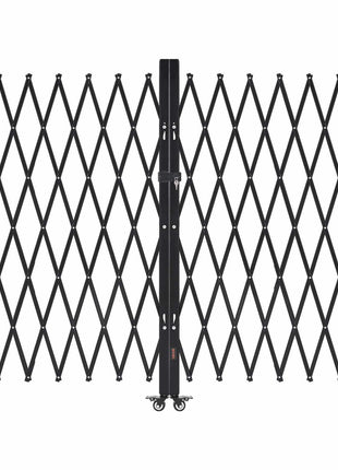 Double Folding Security Gate, Lockable Scissor Gate with 360° Swivel Casters, Outdoor Barricade Steel Retractable Gates, for Entry Security, Garage, Warehouse & Pool, 145.67 x 63.19 in (W x H)