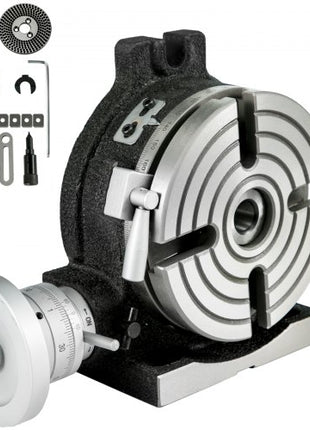 Rotary Table 6inch(150mm) Horizontal Vertical Milling Table 2/5inch(10mm) 4-Slot Milling Rotary Table MT-2 Rotary Table for Milling with Indexing Plate Set for Precision Milling Drilling