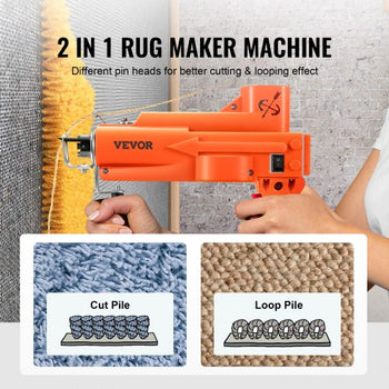 Tufting Gun, 2 in 1 Cut & Loop Pile, Electric Carpet Weaving Flocking Machine, Rug Machines Starter Kit, 7-27 Stitches/sec High Speed Rug Making Tools, 4-25 mm Adjustable Height, 110V