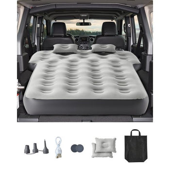 Car Air Mattress, Fits Toyota 4runner, Jeep Wrangler, Inflatable Car Camping Mattress, Flocking Thickened Blow Up Travel Beds, Durable Portable Sleeping Pad with Built in Pump, 2 Pillows, Gray