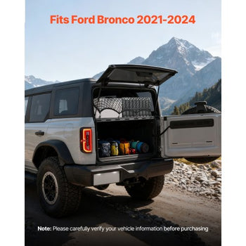 Rear Trunk Cargo Rack, for 2021-2026 Ford Bronco 4 Door Hardtops (Exclude Bronco Sport), 300 lbs Capacity, Carbon Steel Basket Tray Interior Storage Luggage Carrier with Net, Back Shelf Stand Organizer for Camping Trip Gear, Black