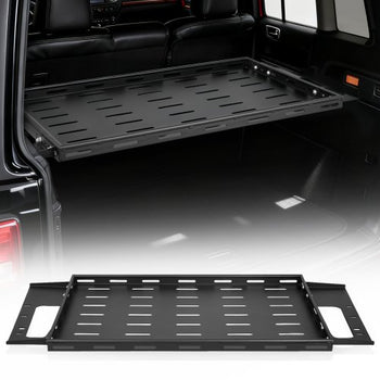Rear Trunk Cargo Rack, for 2021-2026 Ford Bronco 4 Door Hardtops (Exclude Bronco Sport), 300 lbs Capacity, Carbon Steel Basket Tray Interior Storage Luggage Carrier with Net, Back Shelf Stand Organizer for Camping Trip Gear, Black