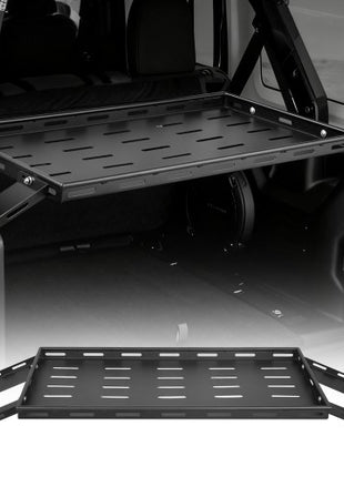 Rear Trunk Cargo Rack, for 2007-2024 Jeep Wrangler JK 4-Door Hardtops, 300 lbs Capacity, Carbon Steel Basket Tray Interior Storage Luggage Carrier with Net, Shelf Stand Organizer for Camping Trip Gear, Black