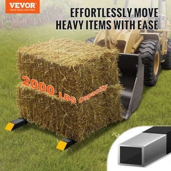Pallet Forks, 2000 lbs Tractor Bucket Forks, 60" Total Length Clamp on Pallet Forks with Adjustable Stabilizer bar, Heavy Duty Pallet Forks for Tractor Attachments, Skid Steer, Loader Bucket
