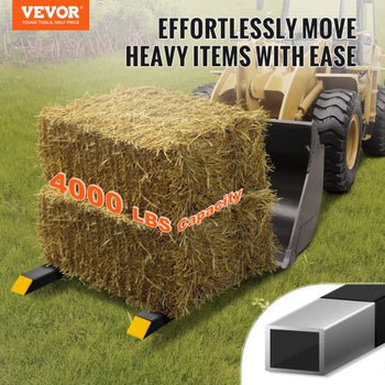 Pallet Forks, 4000 lbs Clamp on Pallet Forks, 60" Total Length Heavy Duty Pallet Forks with Adjustable Stabilizer bar, Tractor Bucket Forks for Tractor Attachments, Skid Steer, Loader Bucket