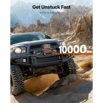 Electric Winch, 10000 lbs Load Capacity, 12V DC Truck Winch with ?7/20 in x 90 ft Synthetic Rope, Wireless & Wired Remote Control, IP67 Waterproof for Towing Off-Road SUV Jeep Trailer Boat