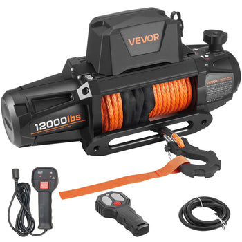 Electric Winch, 12000 lbs Load Capacity, 12V DC Truck Winch with Φ3/8 in x 92 ft Synthetic Rope, Wireless & Wired Remote Control, IP68 Waterproof for Towing Off-Road SUV Jeep Trailer Boat
