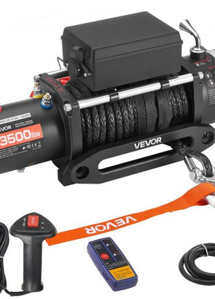 Electric Winch, 13500 lbs Load Capacity, 12V DC Truck Winch with ?3/8 in x 85 ft Synthetic Rope, Wireless & Wired Remote Control, IP55 Waterproof for Towing Off-Road SUV Jeep Trailer Boat