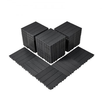 Interlocking Deck Tiles, 54 Pack,12"x12" 54 sq. ft Plastic Waterproof Outdoor Flooring All Weather Use, Patio Floor Decking Covering Tiles for Porch Poolside Balcony Backyard, Dark Grey
