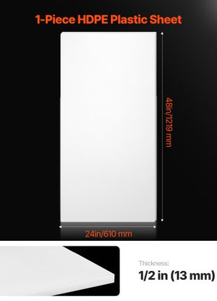HDPE Plastic Sheet Board, 1 Pack High Density Polyethylene Sheet Plastic Panel, 24 x 48 Inch 1/2 Inch Thick Customizable Plastic Panels, for DIY Crafts, Heavy Duty Industrial Equipment, White
