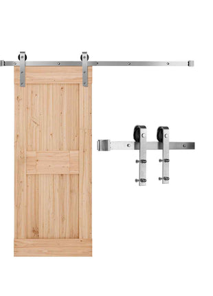 5FT Sliding Barn Door Hardware Kit, 330 LBS Weight Capacity, Compatible with 30 Inches Max Width & 1-3/8 to 1-3/4 Inches Thickness Single Sliding Barn Door, Durable Track & J-shape Roller Silver