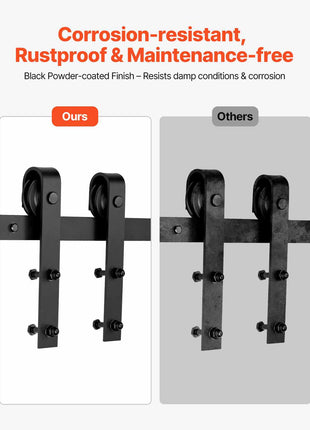 10FT Sliding Barn Door Hardware Kit, 330 LBS Weight Capacity, Compatible with 60 Inches Max Width & 1-3/8 to 1-3/4 Inches Thickness Single Sliding Barn Door, Durable Track & J-shape Roller,Black