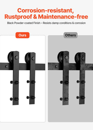 10FT Sliding Barn Door Hardware Kit, 330 LBS Weight Capacity, Compatible with 60 Inches Max Width & 1-3/8 to 1-3/4 Inches Thickness Single Sliding Barn Door, Durable Track & I-shape Roller,Black