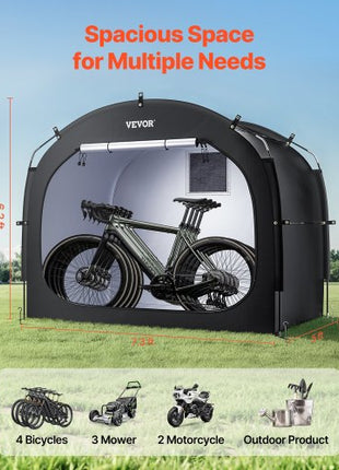Bike Storage Tent, 4 to 5 Bikes, Outdoor Spacious Bike Storage Tent with Ventilated Window, Waterproof Easy-to-Install Bike Tent with High Strength Fiberglass & Dual Zippers, Fit for Bicycle