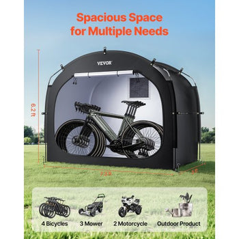 Bike Storage Tent, 4 to 5 Bikes, Outdoor Spacious Bike Storage Tent with Ventilated Window, Waterproof Easy-to-Install Bike Tent with High Strength Fiberglass & Dual Zippers, Fit for Bicycle