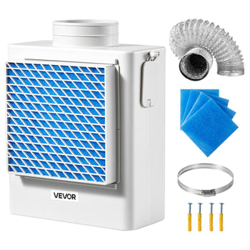 3-in-1 Indoor Dryer Vent Kit,Premium ABS Material Fits 4 inch Exhaust Port, Smart Overheating Reminder Exhaust Hood & Easy-to-Detach Mesh Cap & Multi-layer Purification with 4 Replacement Pads
