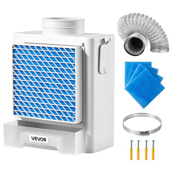 3-in-1 Indoor Dryer Vent Kit,Premium ABS Material with Water Drawer Fits 4 inch Exhaust Port, Smart Overheating Reminder Exhaust Hood & with 4 Purification Pads,For Electric Clothes Dryers
